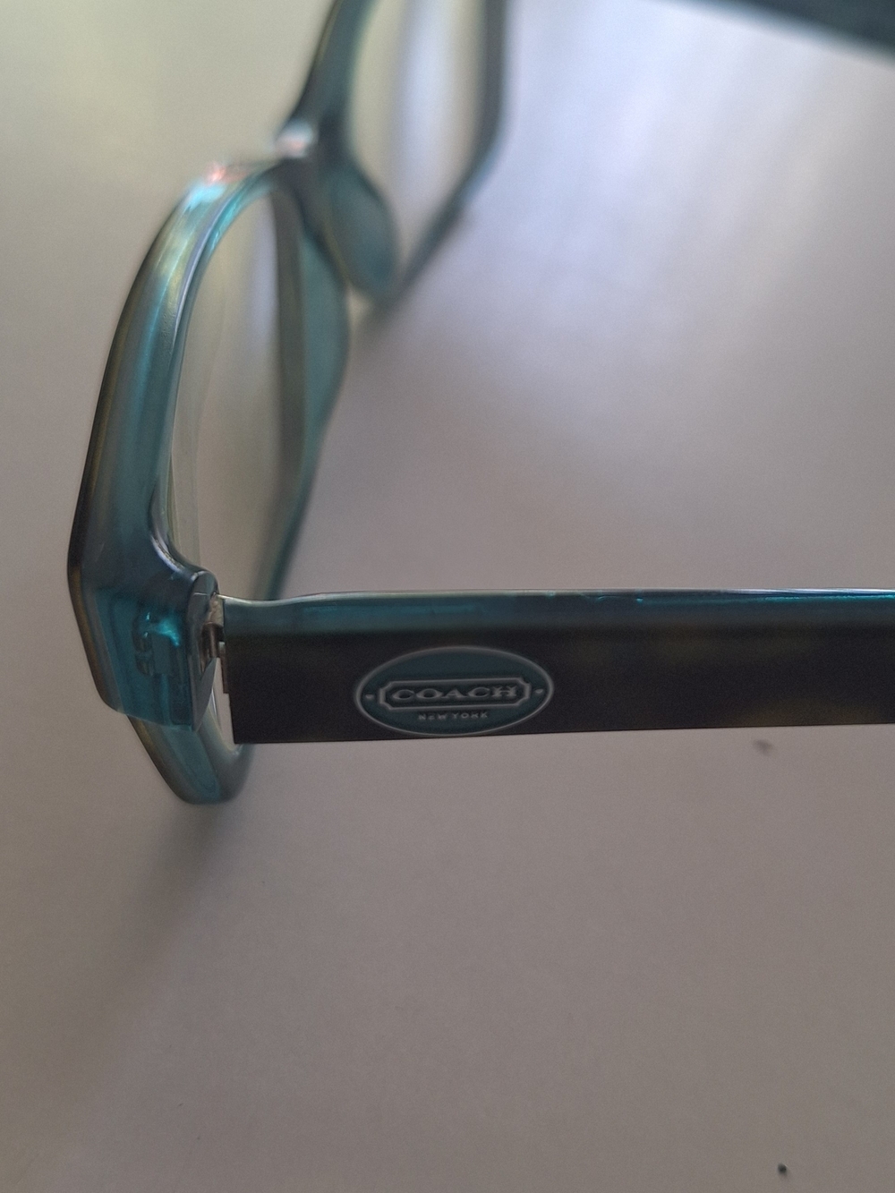 Coach Teal and Dark Green Rectangular Eyeglass Frames - Picture 4 of 8